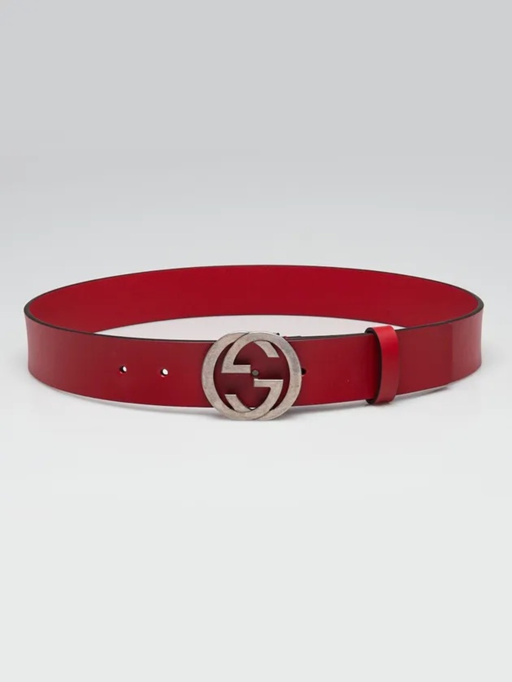 Brand new with box  Gucci Red Leather Belt with Interlocking  Buckle size 95